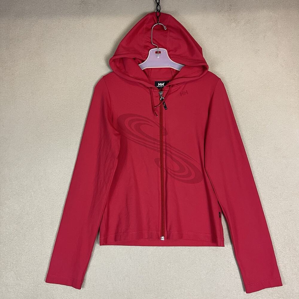 Helly Hansen Hoodie Womens S Red Full Zip Performance Long Sleeve Stretch Jacket